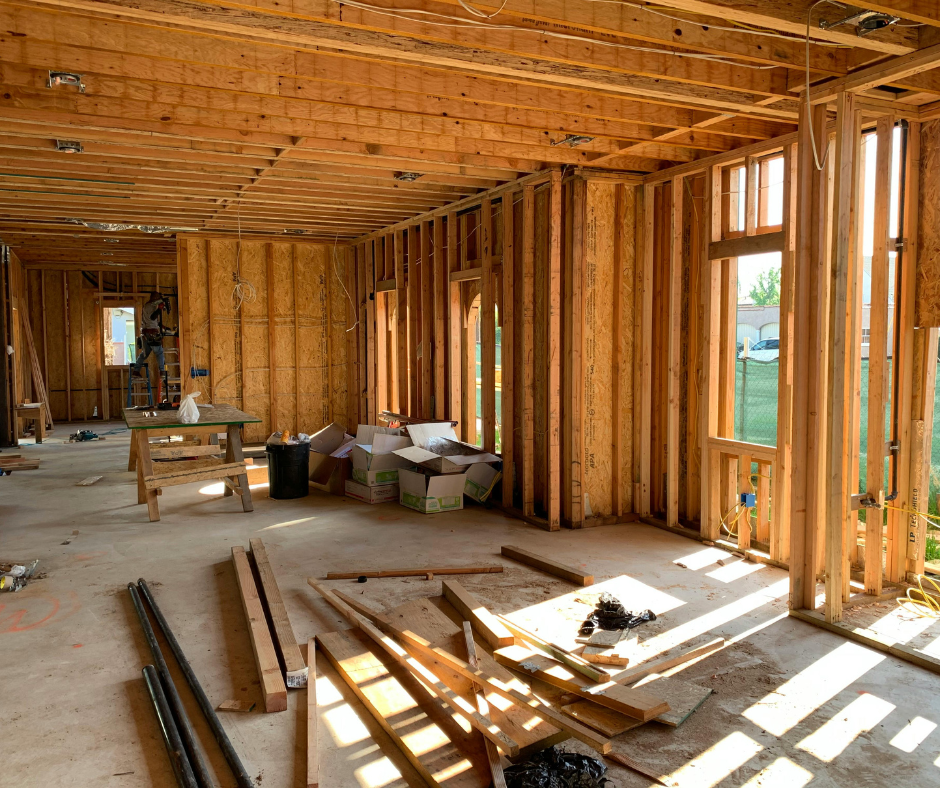 Professional house framing and construction work in progress